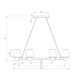 Edale lysekrone, 6xstofskærm, cappuccino, ovale^EGLO New