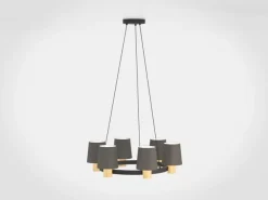 Edale lysekrone, 6xstofskærm, cappuccino, runde^EGLO Hot