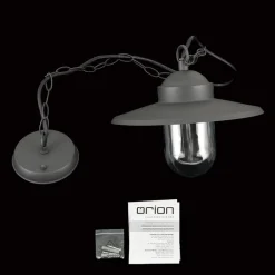 ORION Edward udendørs hængelampe, antracit, Ø 27,5 cm, aluminium