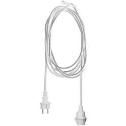STAR TRADING E27-fatning med Ute-kabel, 2,5 m, hvid