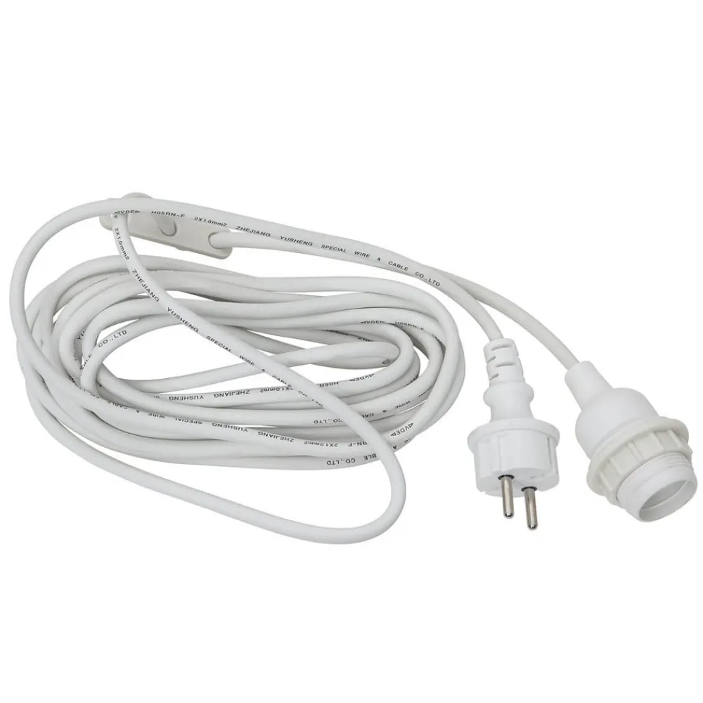 STAR TRADING Elektroniske Materialer>E27-fatning med Ute-kabel, 5 m, hvid