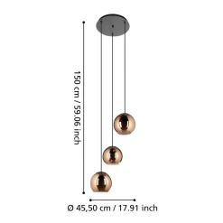 EGLO Hængelampe Cordoba, 3 lyskilder, rund, kobber^Stars of Light Sale