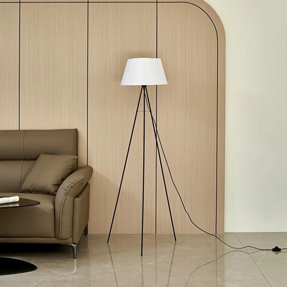 ELC Gulvlamper|Gulvlamper>Elsika gulvlampe, stofskærm, brun