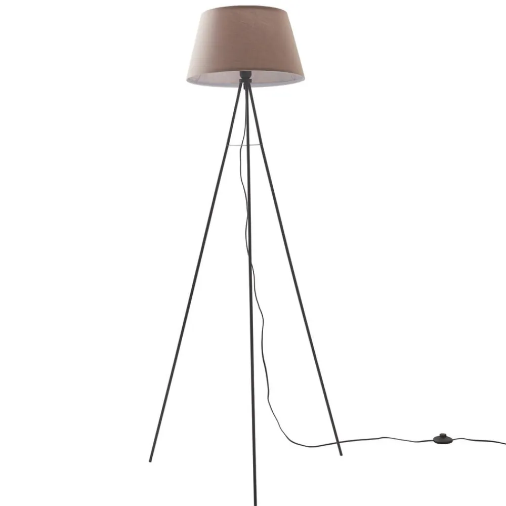 ELC Gulvlamper|Gulvlamper>Elsika gulvlampe, stofskærm, brun