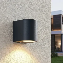 ELC Væglamper>udendørs væglampe Fijona, rund, 8,1 cm, grå, aluminium