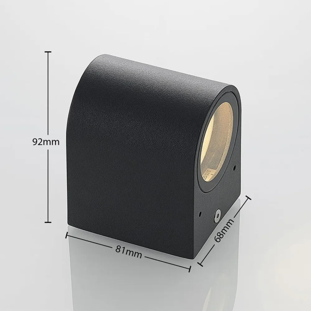 ELC Væglamper>udendørs væglampe Fijona, rund, 8,1 cm, grå, aluminium