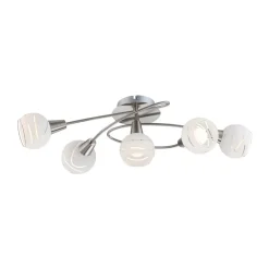 Globo Elliott loftlampe, længde 62 cm, mat nikkel, metal/glas