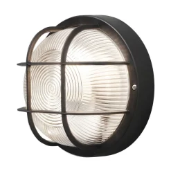 Konstsmide Elmas oval udendørs væglampe, rund, sort