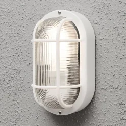 Konstsmide Væglamper>Elmas oval udendørs væglampe, hvid