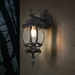 Trio Lighting Terrassebelysning|Væglamper>Elvo udendørs væglampe, bundfatning, mat sort