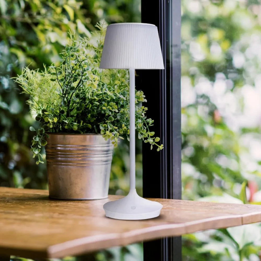 Näve Solcellelamper>Emmi LED-bordlampe, solcelle, CCT, opladelig, hvid