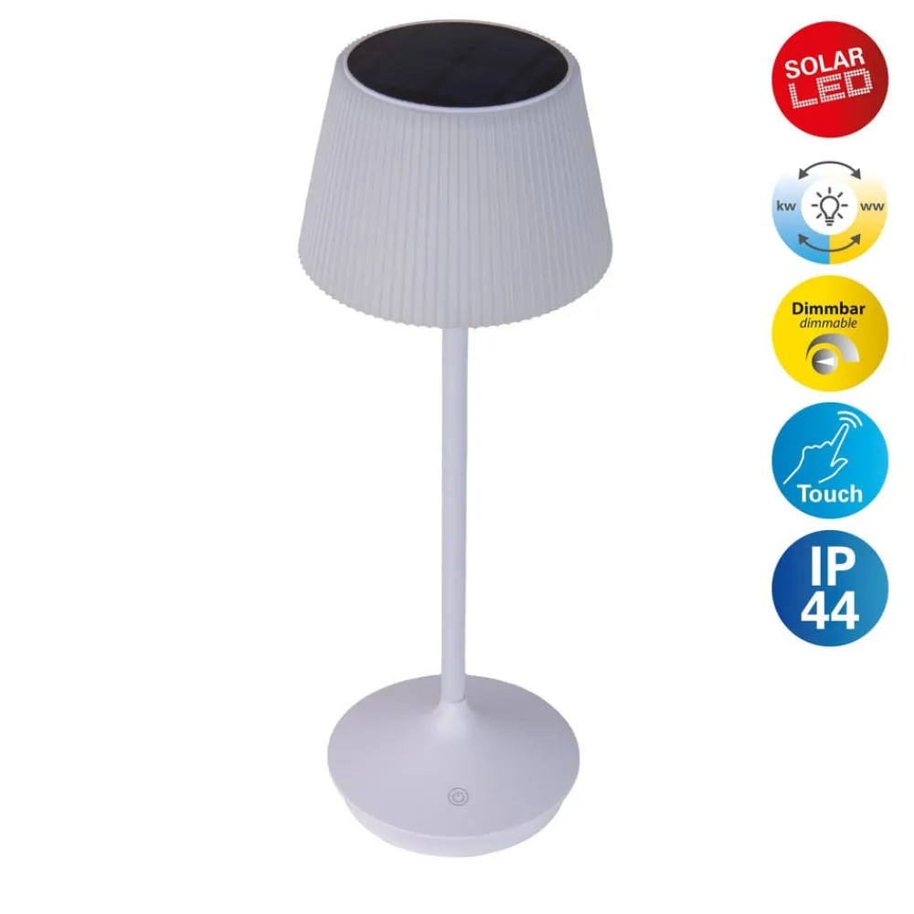 Näve Solcellelamper>Emmi LED-bordlampe, solcelle, CCT, opladelig, hvid