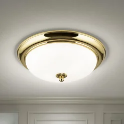 Empire loftlampe, Ø 35,5 cm, guld, matteret opalglas^ORION Clearance