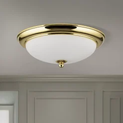 Empire loftlampe, Ø 35,5 cm, guld, matteret opalglas^ORION Clearance
