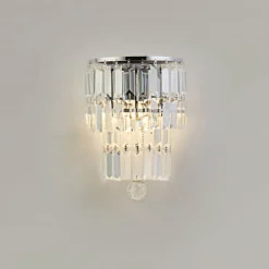 Empire væglampe, krom/klart krystalglas, stål, IP44^Searchlight Clearance