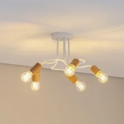 Envostar Loftlamper>Joiy loftslampe 5-lys fordelt hvid/træ