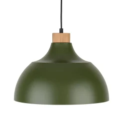 Kaitt hængelampe, mørkegrøn, Ø 34 cm, trædetaljer^Envostar Clearance