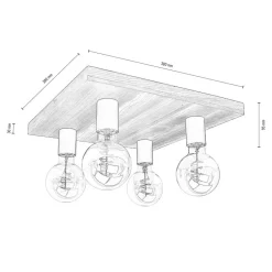 Envostar Lobo loftslampe 4fl. fyrretræ brun