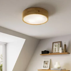 loftlampe Kerio, Ø 37 cm, naturligt egetræ^Envostar Hot