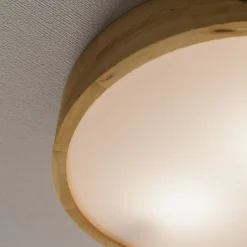 loftlampe Kerio, Ø 37 cm, naturligt egetræ^Envostar Hot