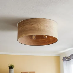 Envostar Loftslampe i finér, kernetræ, ask Ø55cm