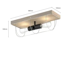 Envostar Neptuna loftslampe, kantet, 2 lys.