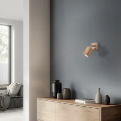 Envostar Peach Puff vægspot træ kvader 1 lyskilde