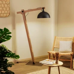 Stort gulvlampe med træstænger^Envostar Clearance