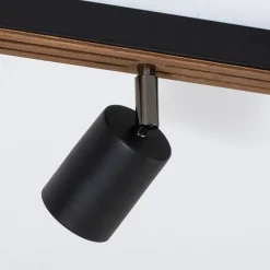 Tino loftspot med 4 lyskilder, sort/træ^Envostar Clearance