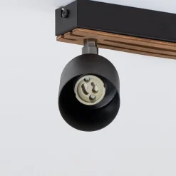 Tino loftspot med 4 lyskilder, sort/træ^Envostar Clearance