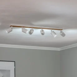 Envostar Tino loftspot med 6 lyskilder hvid/træ