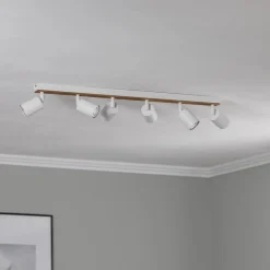 Envostar Tino loftspot med 6 lyskilder hvid/træ
