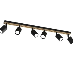 Envostar Loftlamper|Spotlights>Tino loftspot med 6 lyskilder, sort/træ