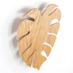 væglampe Folah, bladform, lyst træ, 40 x 35 cm^Envostar Discount