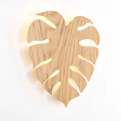 væglampe Folah, bladform, lyst træ, 40 x 35 cm^Envostar Discount