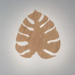 væglampe Folah, bladform, lyst træ, 40 x 35 cm^Envostar Discount