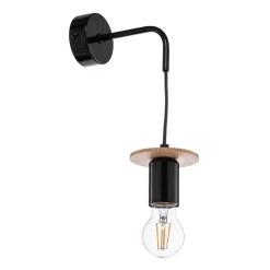 Yorik væglampe, sort/lys træ^Envostar Discount