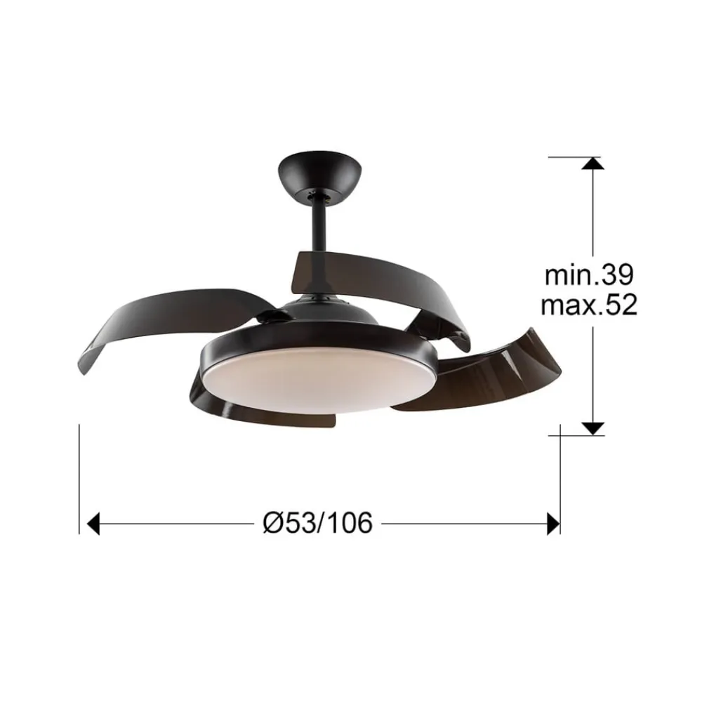 Enzo LED-loftventilator, dæmpbar, CCT, sort^Schuller Valencia New