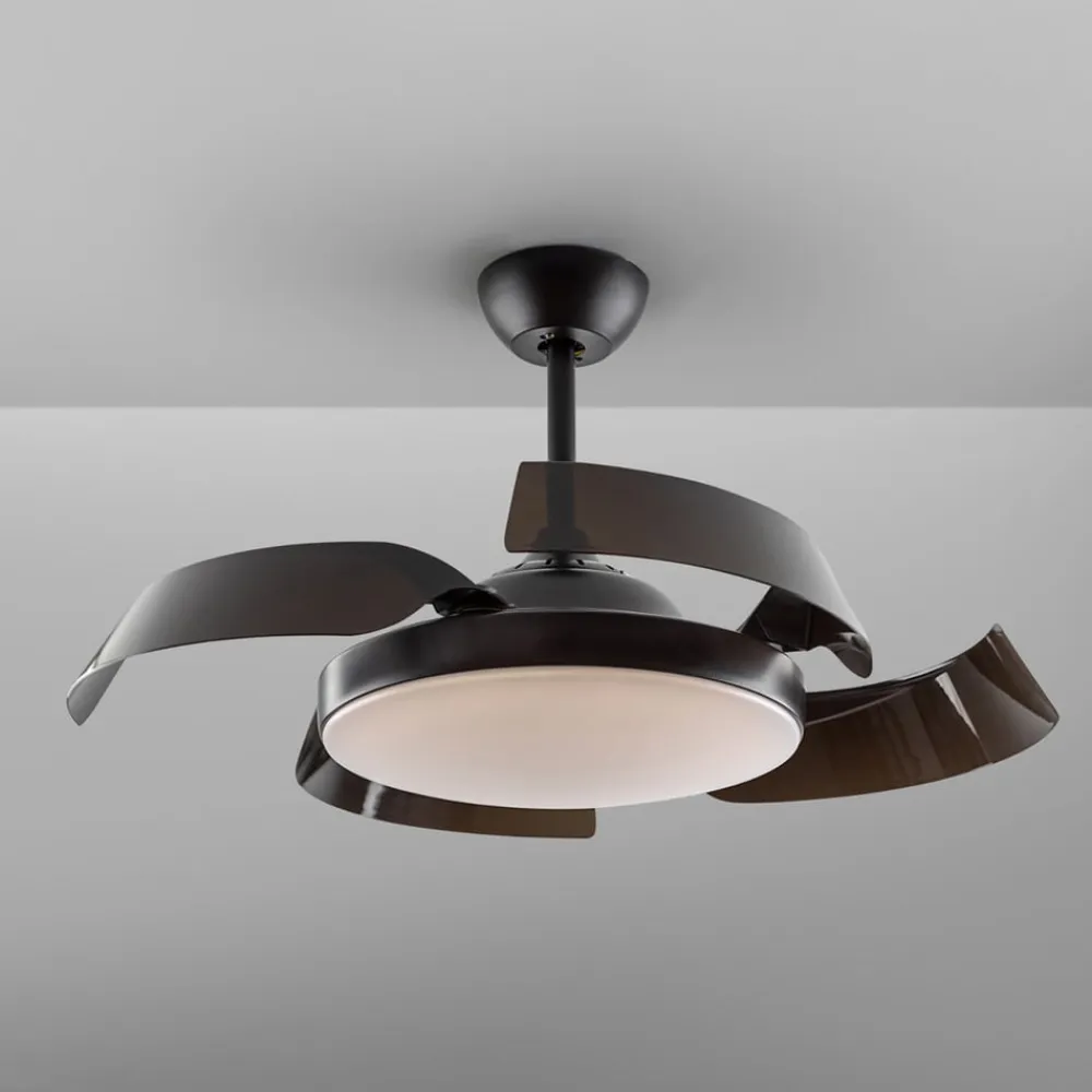 Enzo LED-loftventilator, dæmpbar, CCT, sort^Schuller Valencia New