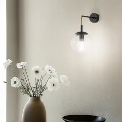 TK Lighting Esme væglampe, transparent, højde 45 cm, glas, E27