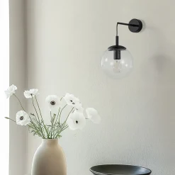 TK Lighting Esme væglampe, transparent, højde 45 cm, glas, E27