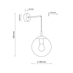 TK Lighting Esme væglampe, transparent, højde 45 cm, glas, E27