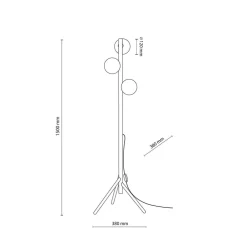 Estera gulvlampe, opalglas, træramme, 132 cm, 3 lyskilder^TK Lighting New
