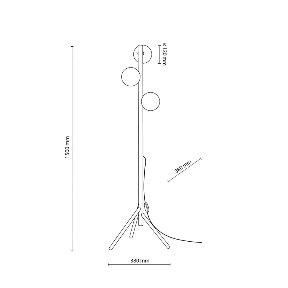Estera gulvlampe, opalglas, træramme, 132 cm, 3 lyskilder^TK Lighting New