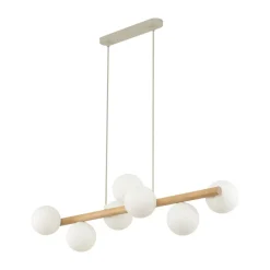 TK Lighting Estera hængelampe, opalglas, træ, 7 lyskilder