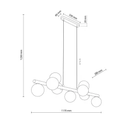 Estera hængelampe, opalglas, træ, 9 lyskilder^TK Lighting