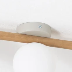 TK Lighting Estera loftlampe, opalglas, træ, 3 lyskilder