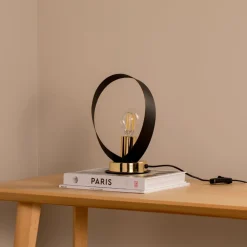 bordlampe Petla, sort/guld, metal, Ø 19 cm^Euluna Best