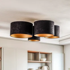 Lodge loftlampe, 4 lyskilder, sort/guld^Euluna Discount