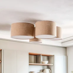 Euluna Lodge loftlampe, 4 lyskilder, jute